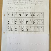 Blatt zur Blindenschrift